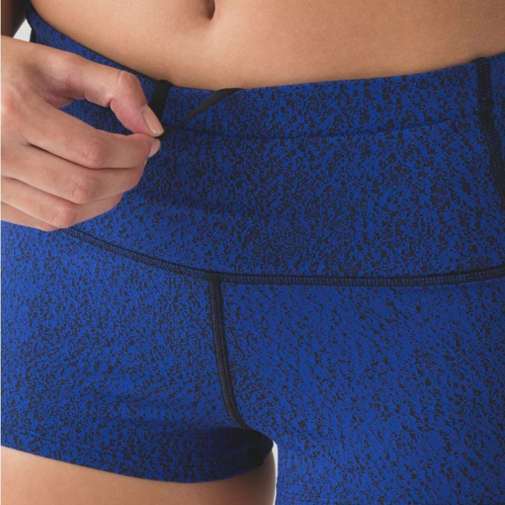 Lululemon Race Pace Tight Short Spray Jacquard Sapphire Blue Black sz. 4 - Picture 4 of 5